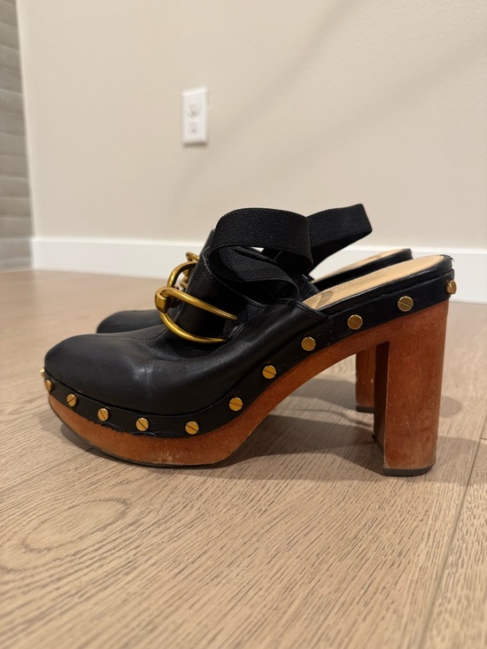 Veronica Beard Shoes - Veronica Beard Womens Black‎ Leather Giles Clogs Heels Studded US 7.5